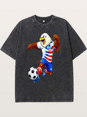 USA Eagle Mascot Soccer Graphic Washed T-shirt