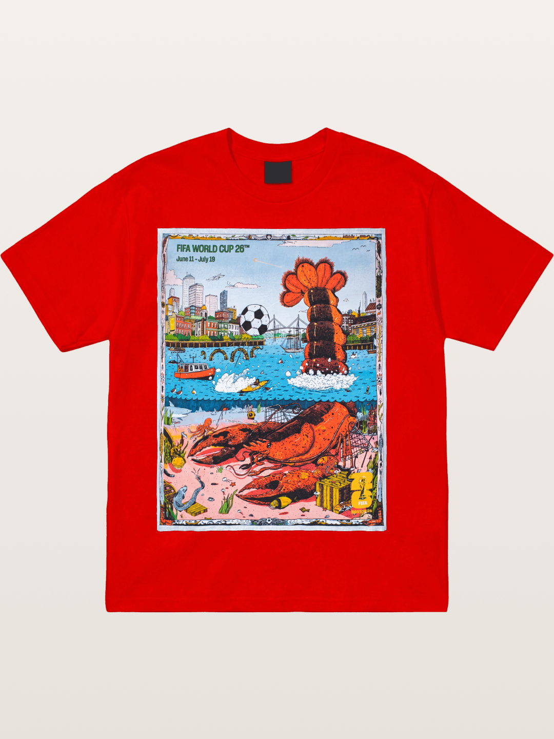 FIFA 2026 Coastal City Lobster Design Cotton T-shirt