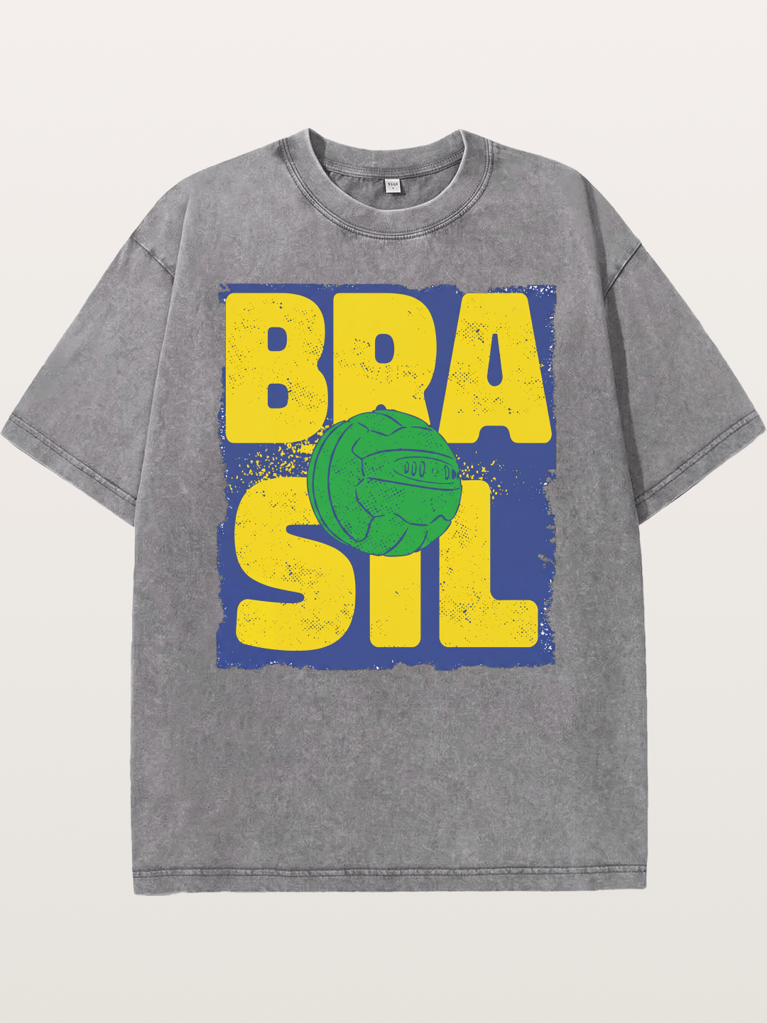 Grunge Brazil Soccer Text Card Washed T-shirt