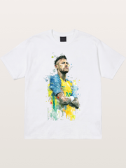 Neymar Brazil Watercolor Print Cotton T-shirt