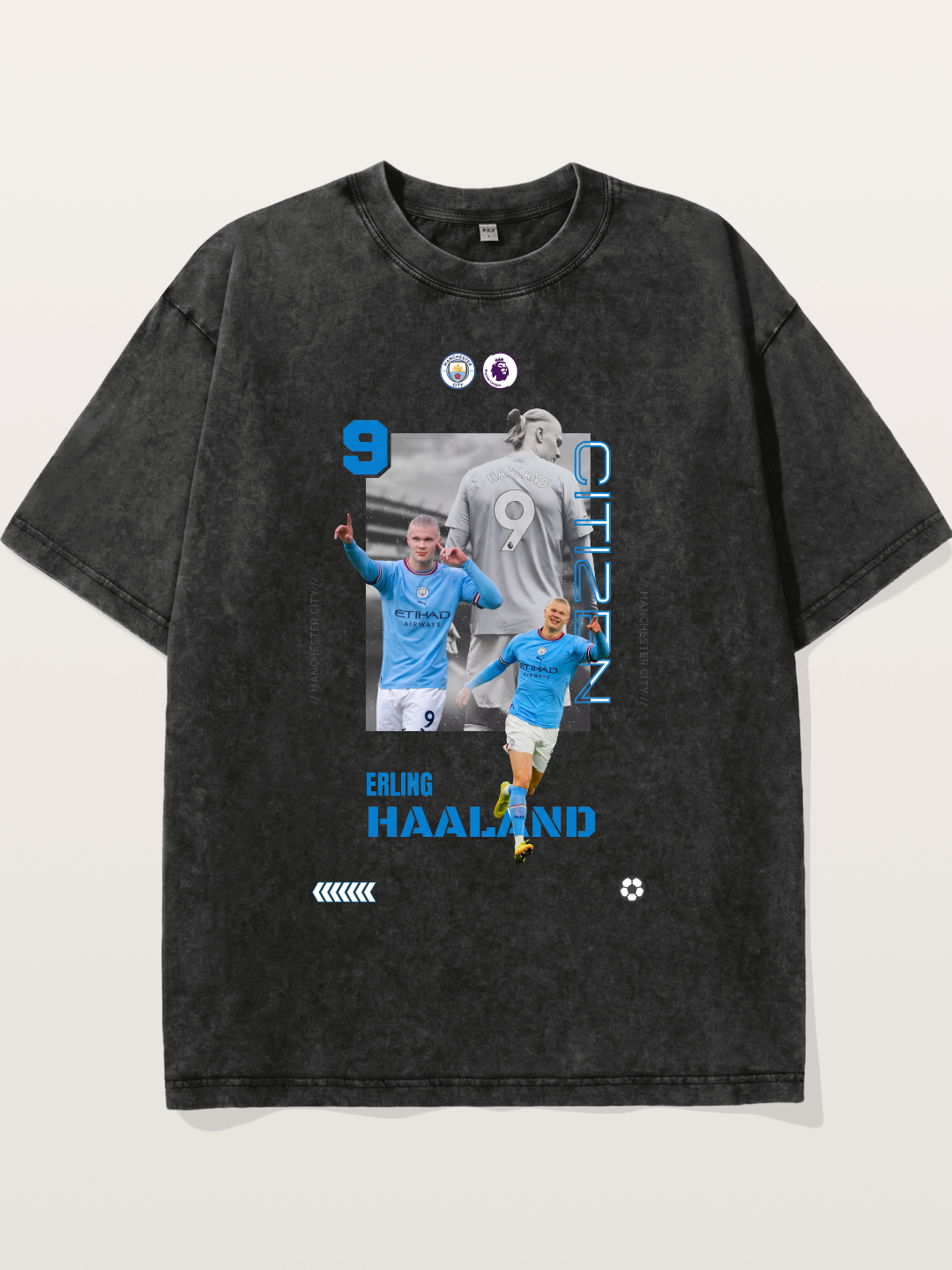 Haaland City Montage Print Washed T-shirt