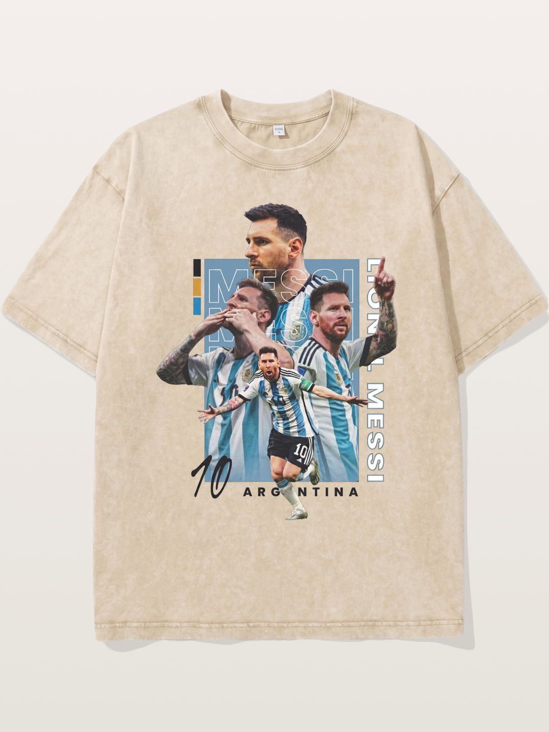 Messi Argentina Layered Collage Washed T-shirt