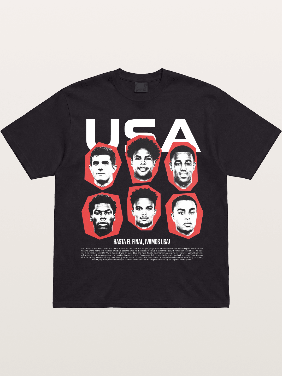 Six US Soccer Stars Hexagon Layout Gildan T-shirt