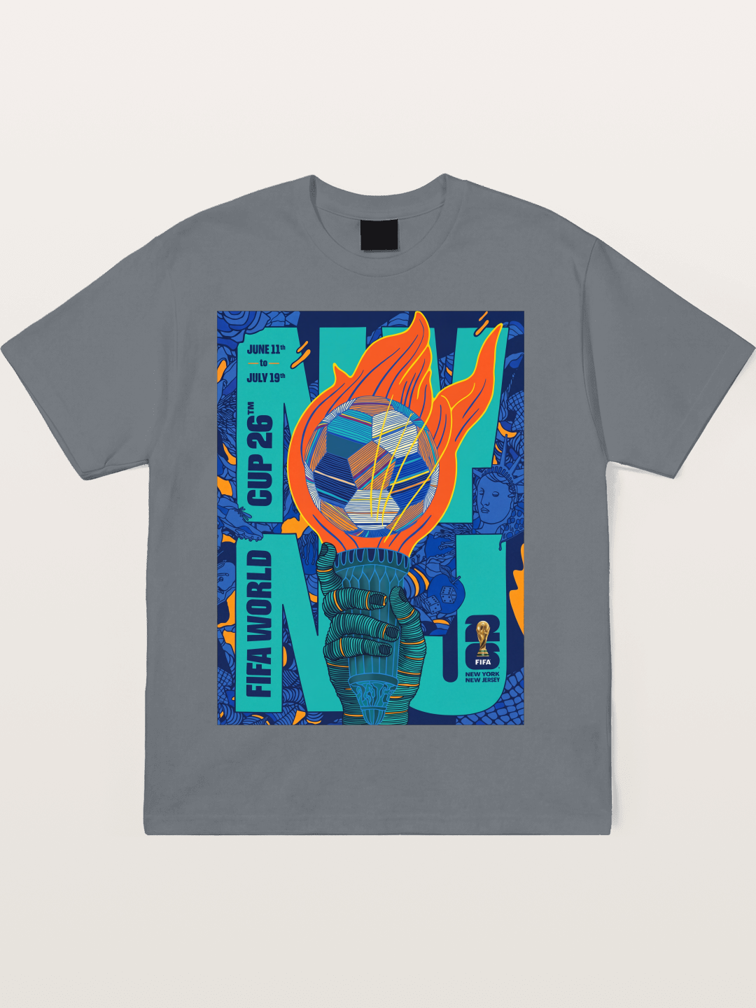NYNJ WC 2026 Liberty Torch Soccer Cotton T-shirt