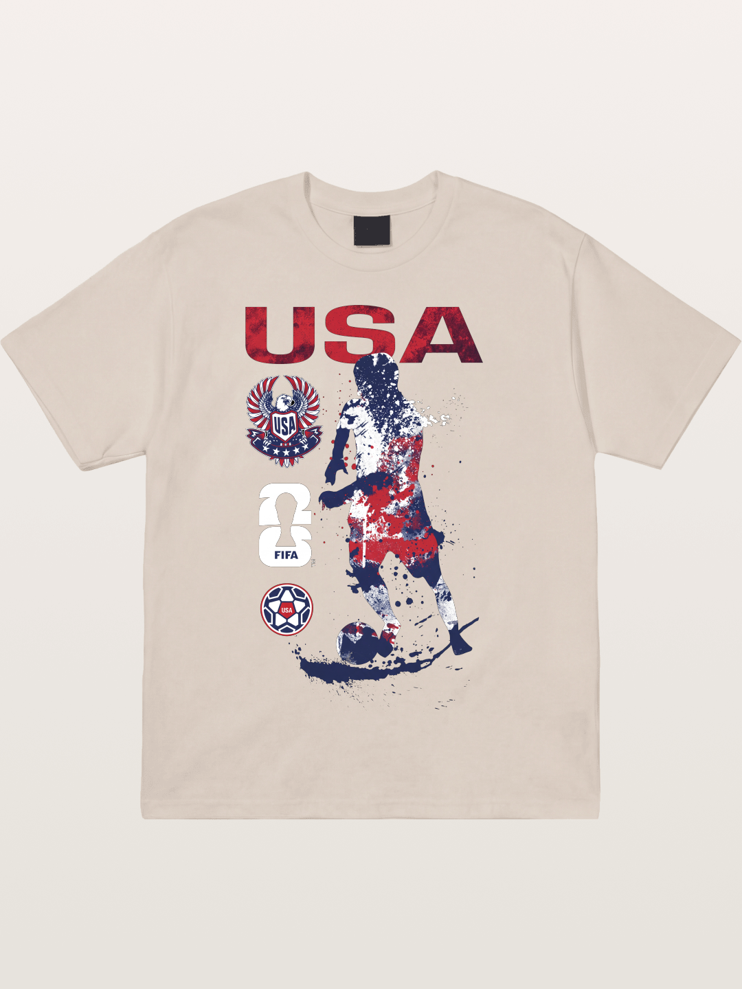 USA WC 2026 Splatter Soccer Player Cotton T-shirt