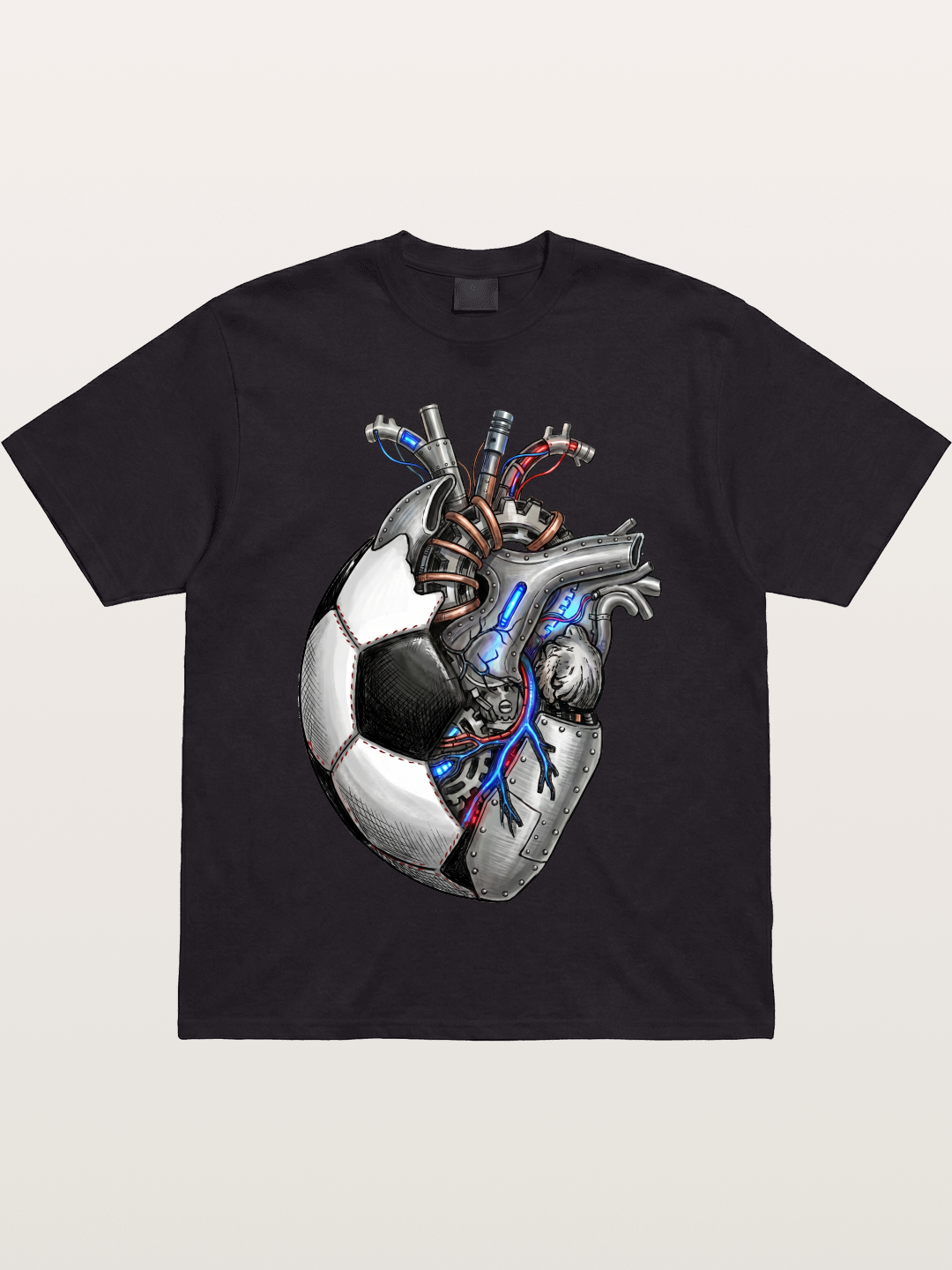 Mechanical Football Heart Print Gildan T-shirt