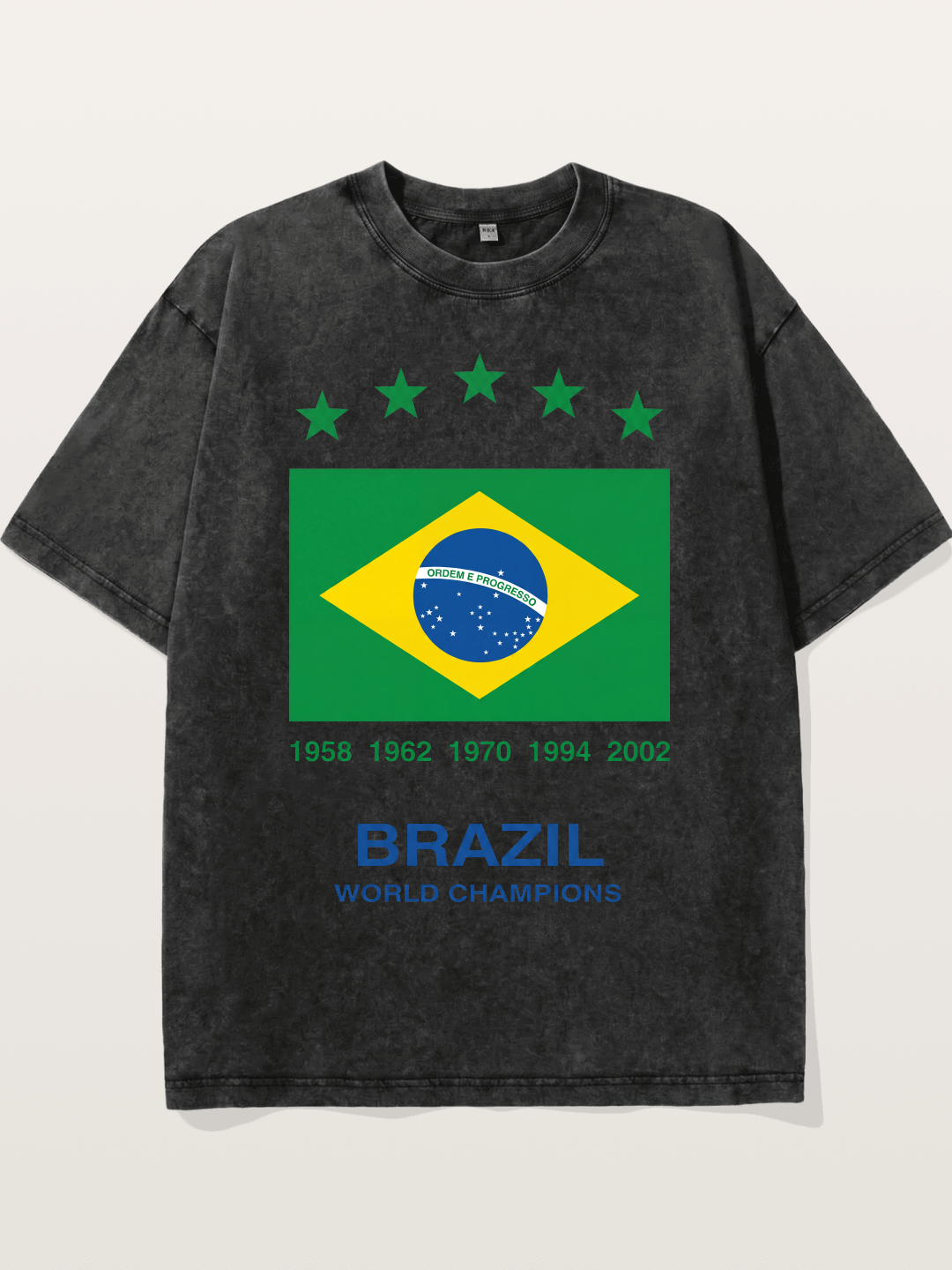 Brazil World Champions Flag Card Washed T-shirt