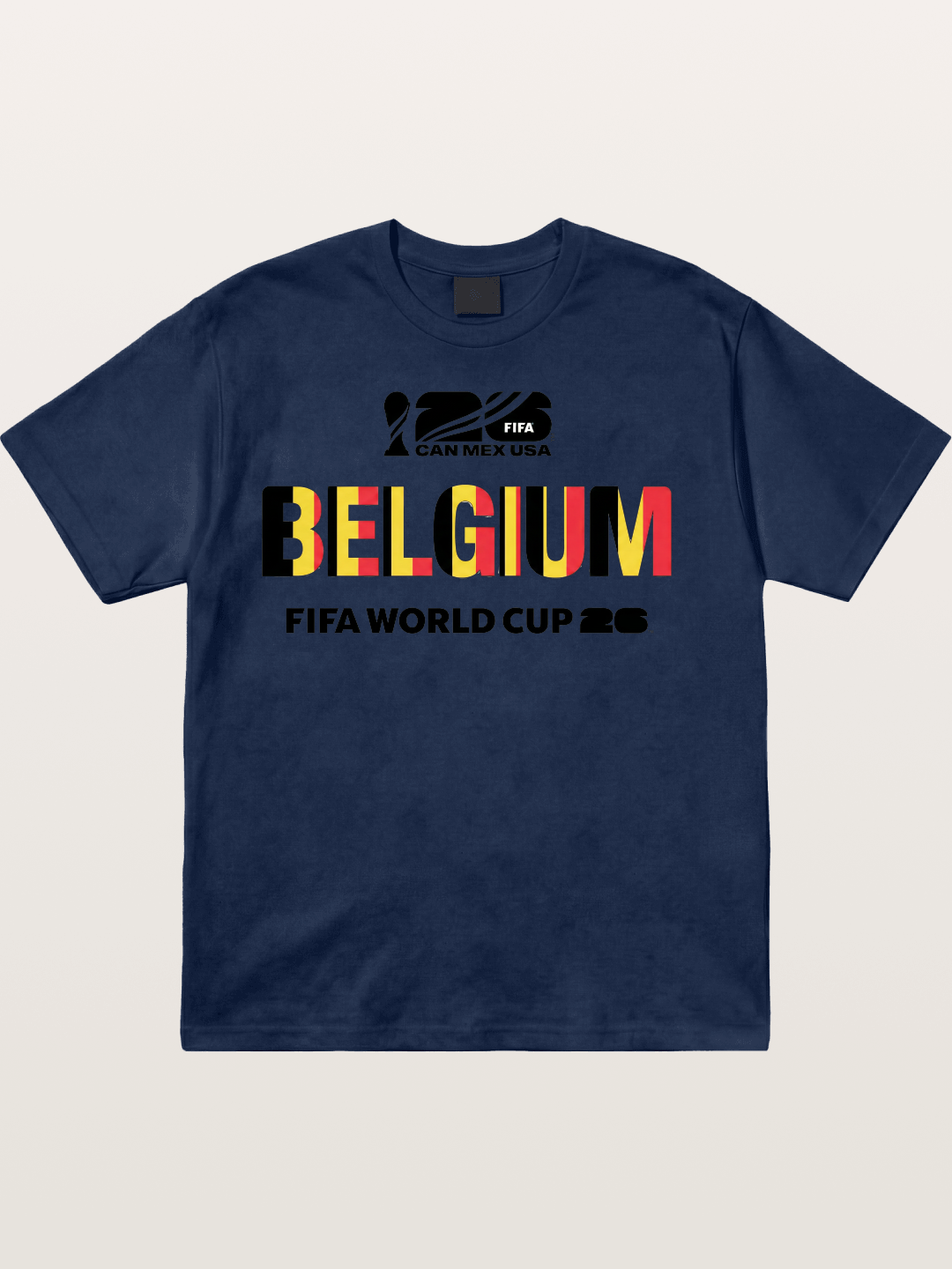 Belgium 2026 Flag Pattern Print Cotton T-shirt