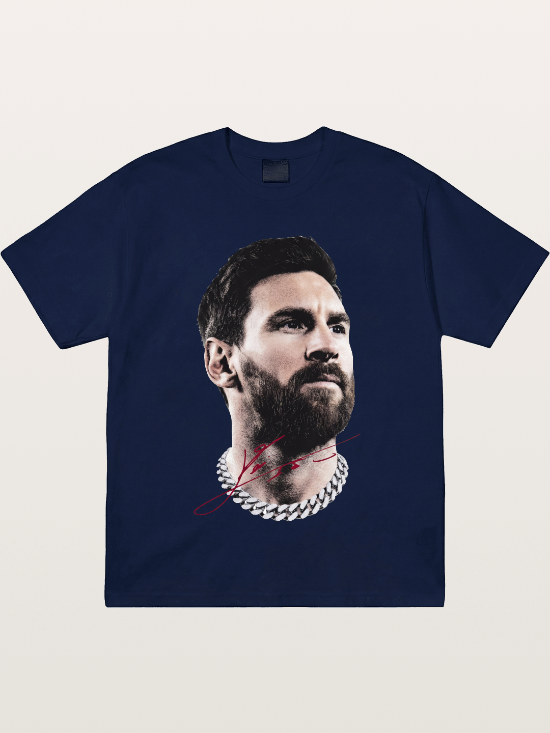Messi Black White Signature Portrait Gildan T-shirt