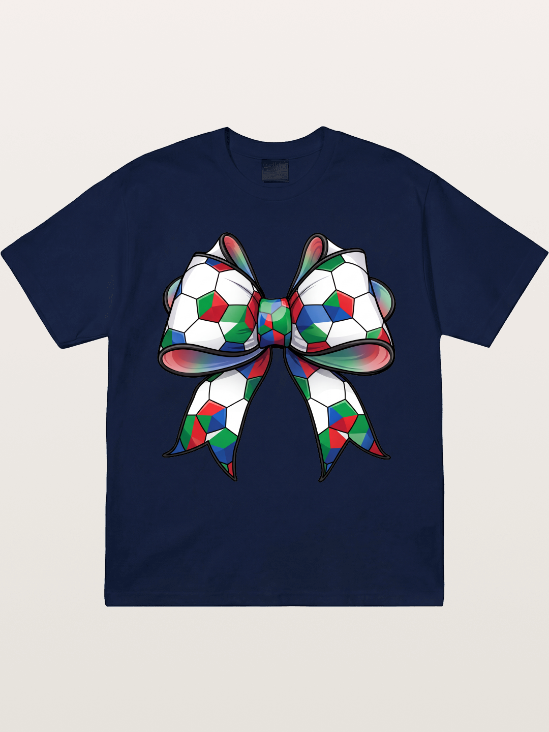 Multicolor Soccer Ball Bow Tie Gildan T-shirt