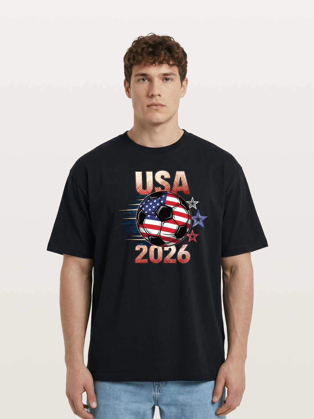USA 2026 American Flag Soccer Ball Cotton T-shirt