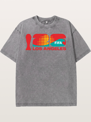 LA WC 2026 Geometric Dot Logo Washed T-shirt