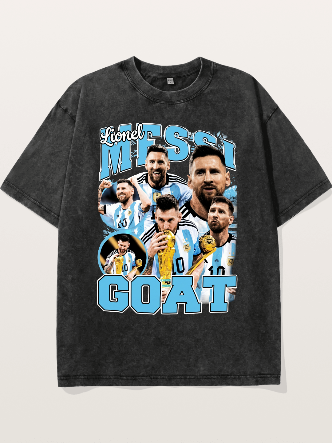 Lionel Messi GOAT Argentina Collage Washed T-shirt