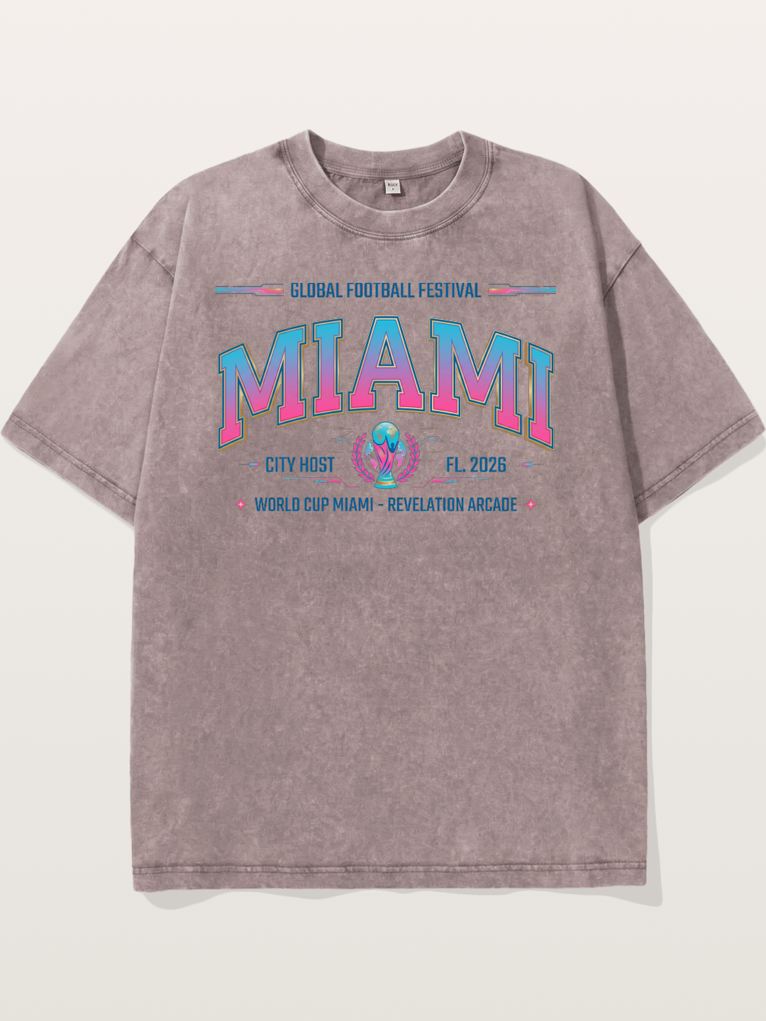 Miami 2026 WC Ombre Typography Washed T-shirt