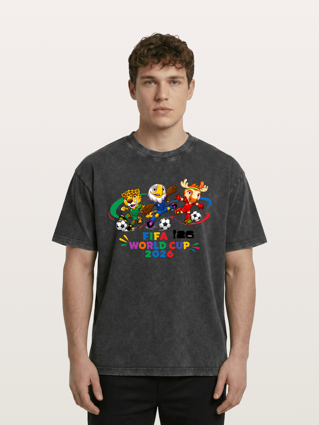 2026 World Cup Mascots Art Washed T-shirt