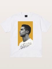 Ronaldo Gold Background Portrait Cotton T-shirt