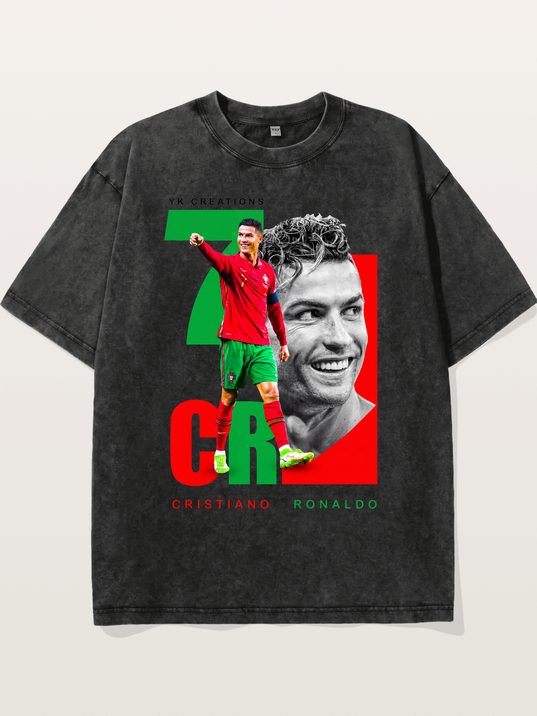 Ronaldo Portugal Colors Portrait Washed T-shirt