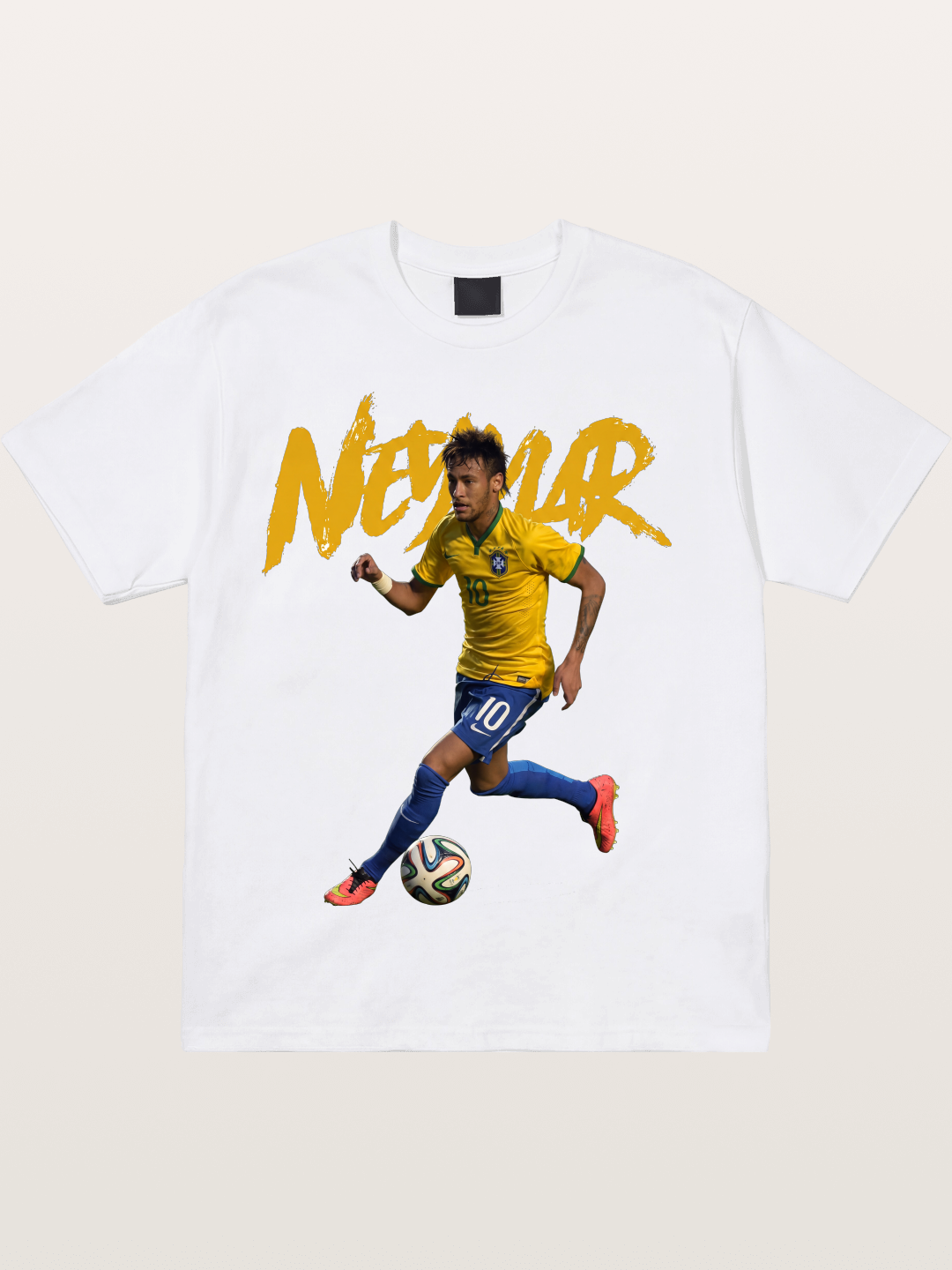 Neymar Brazil Brushstroke Art Cotton T-shirt
