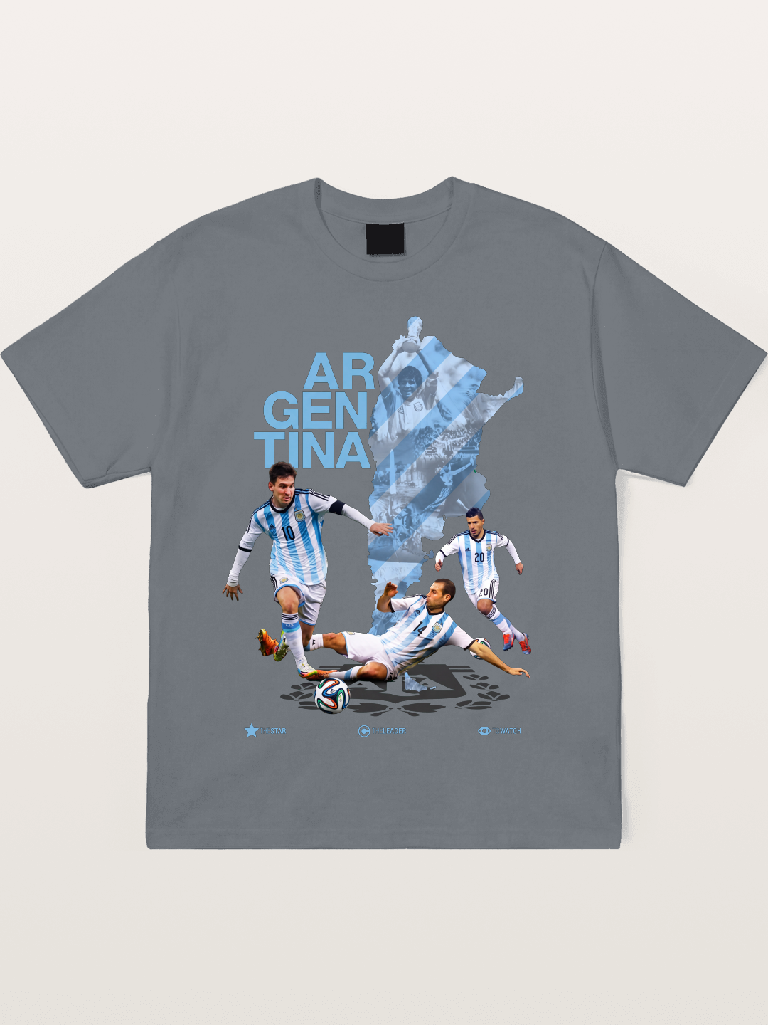 Argentina Soccer Legends Map Layout Cotton T-shirt