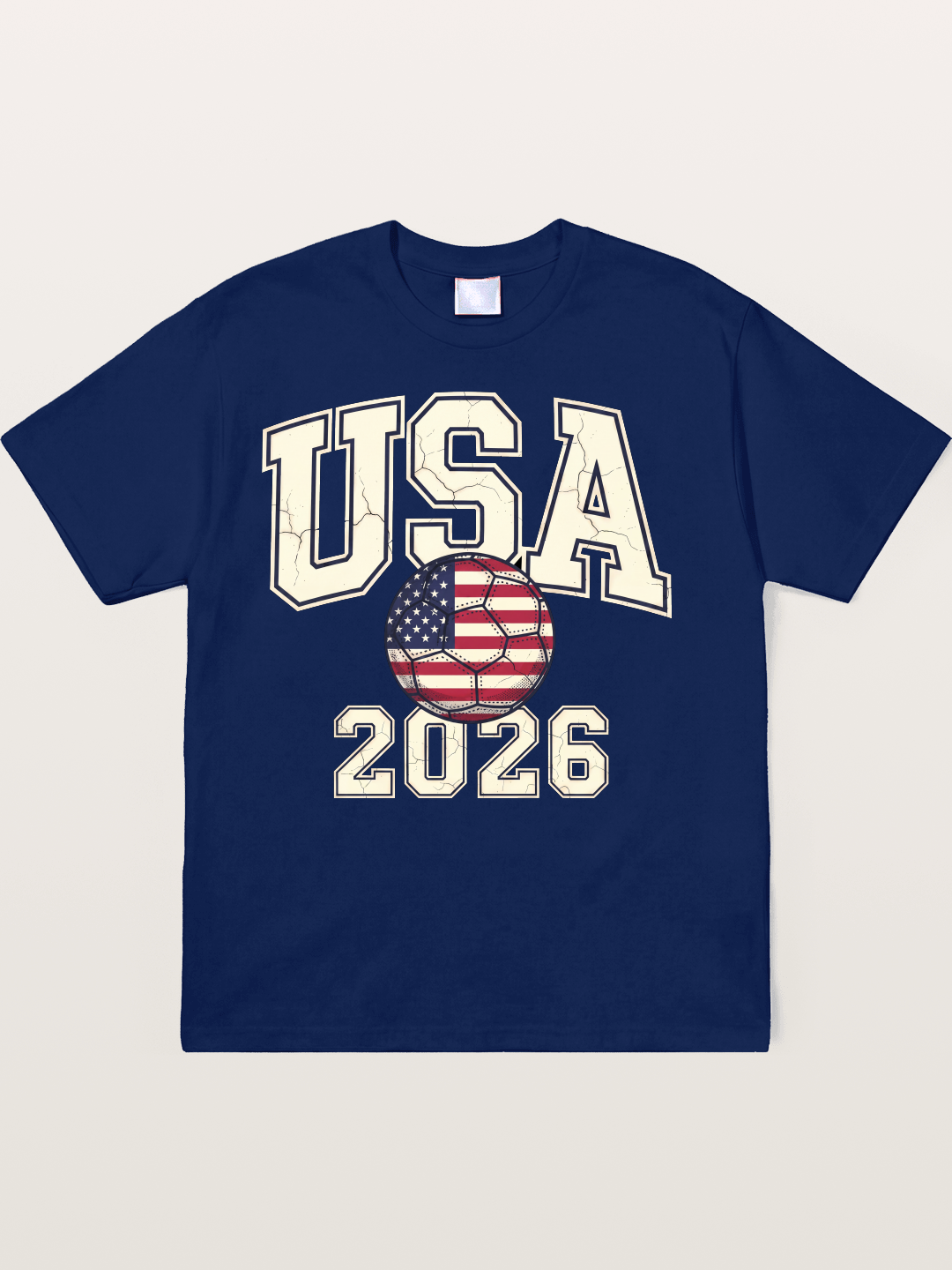 USA 2026 Cracked Letter Soccer Soft-Stay T-shirt