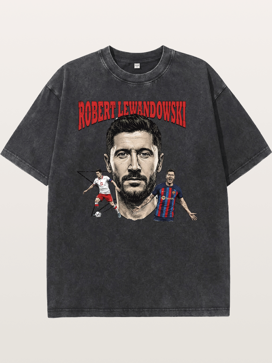 Robert Lewandowski Football Art Washed T-shirt