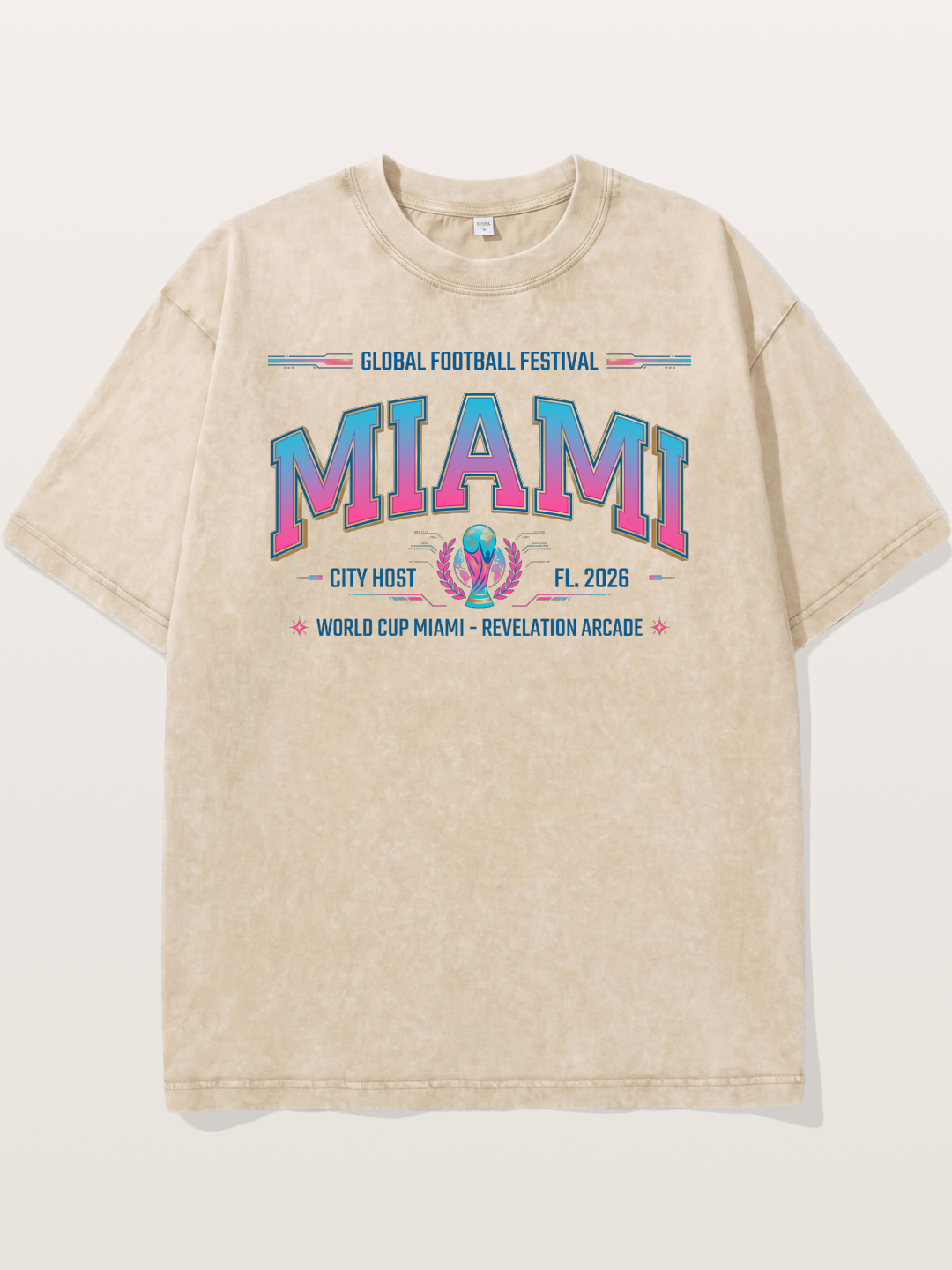 Miami 2026 WC Ombre Typography Washed T-shirt