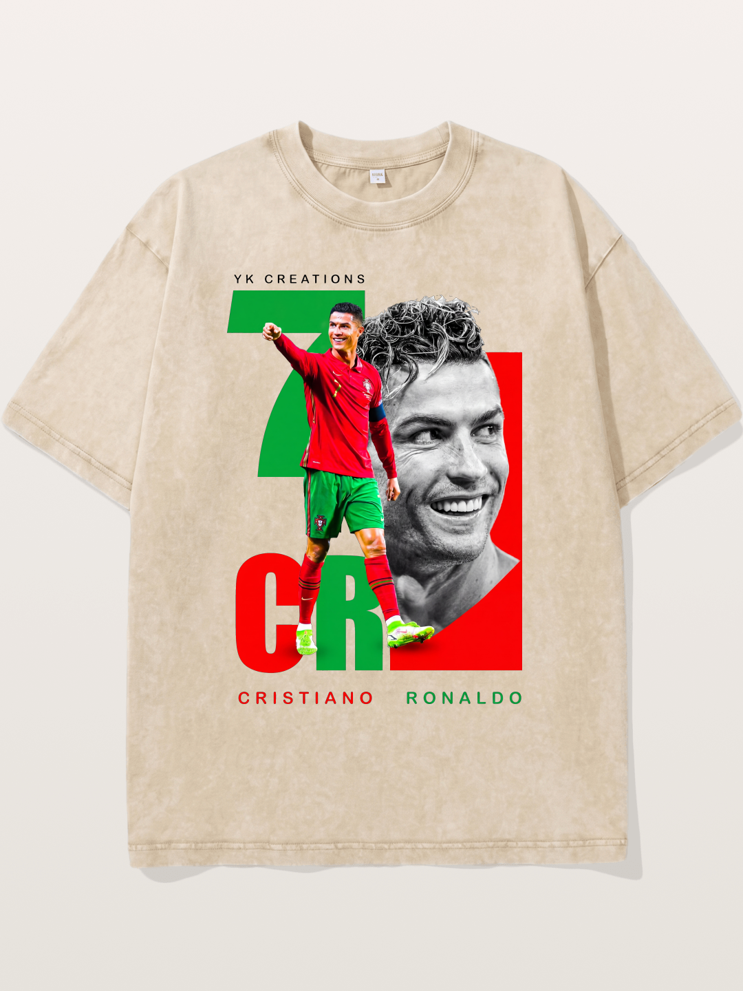 Ronaldo Portugal Colors Portrait Washed T-shirt