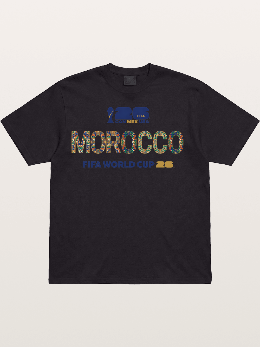 Morocco 2026 Mosaic Typography Cotton T-shirt