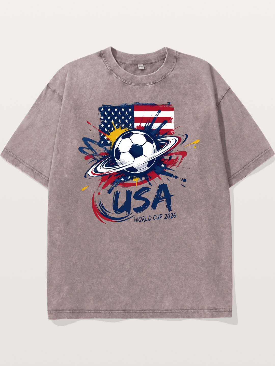 American Flag Splatter Soccer 2026 Washed T-shirt.