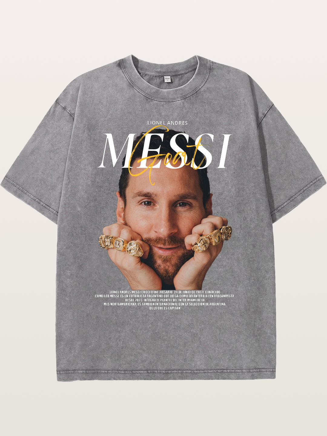 Messi GOAT Champion Rings Washed T-shirt