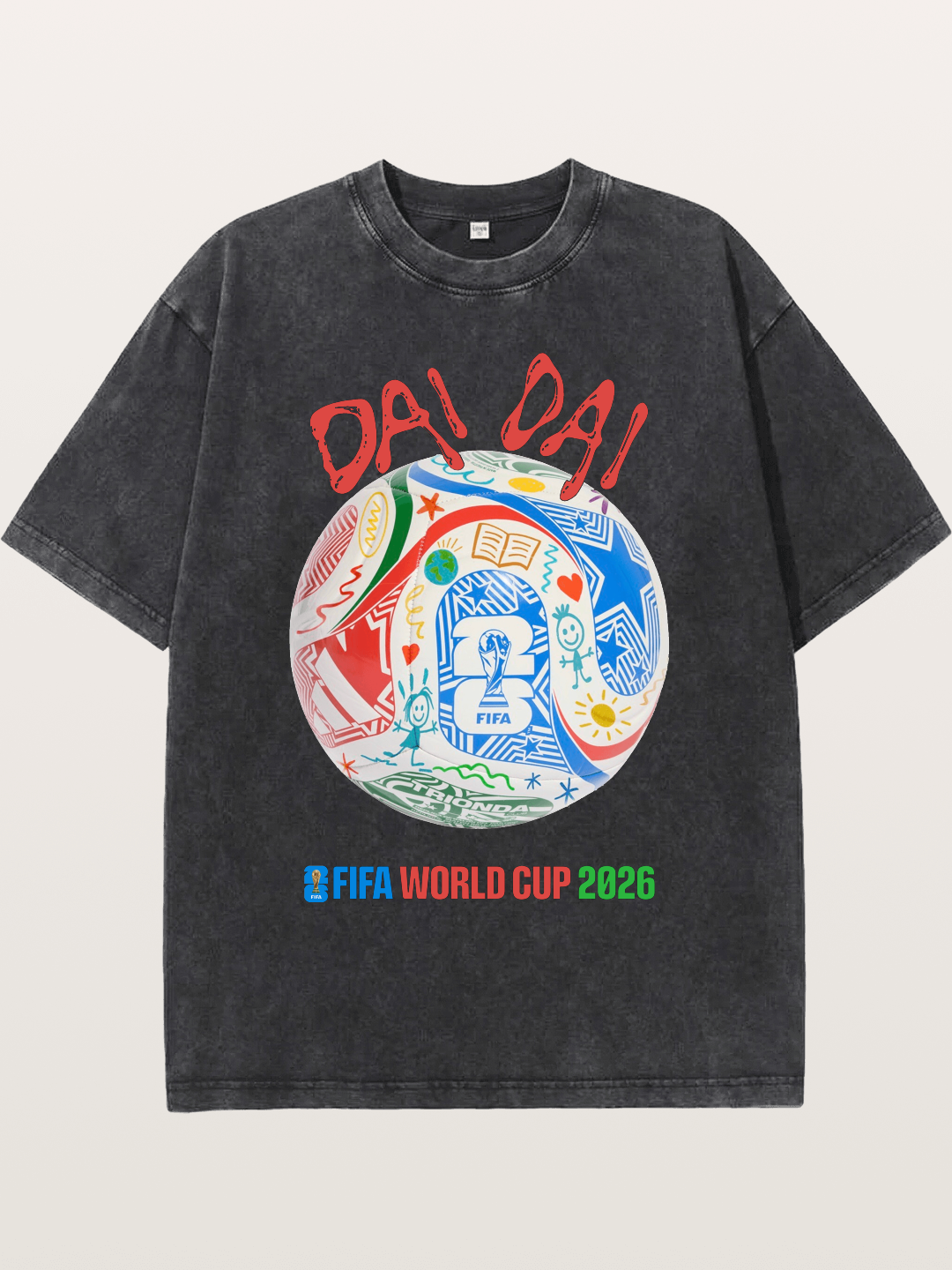 FIFA World Cup 2026 Doodle Soccer Ball Washed T-shirt