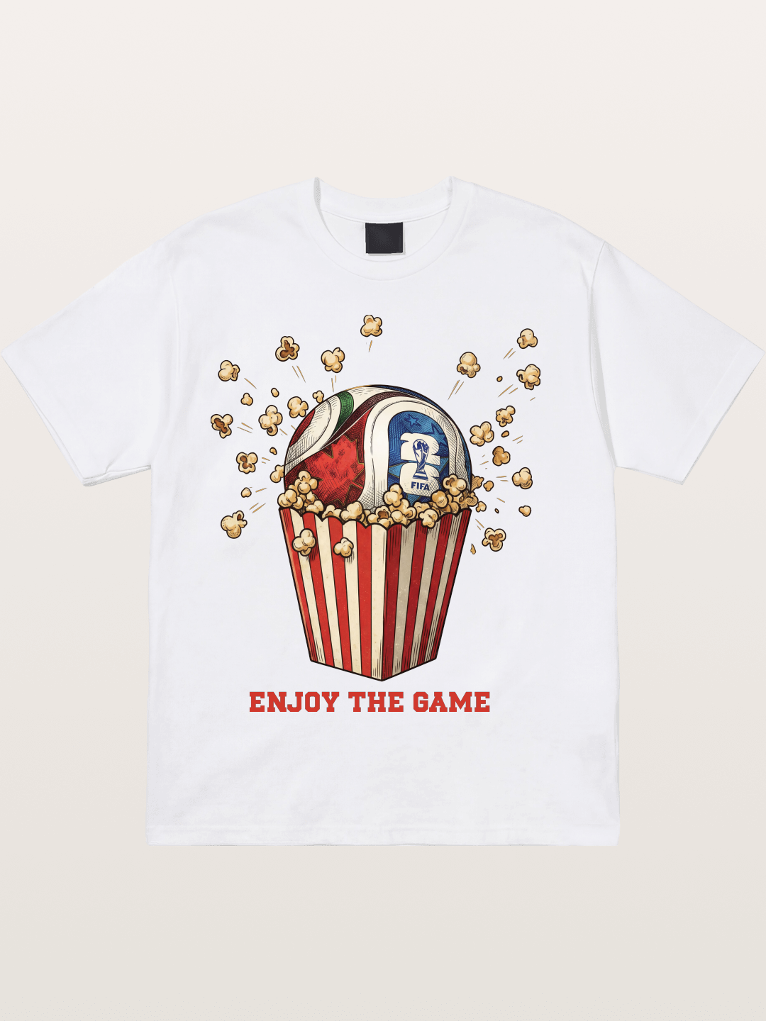 Soccer Ball in Popcorn Bucket Cotton T-shirt