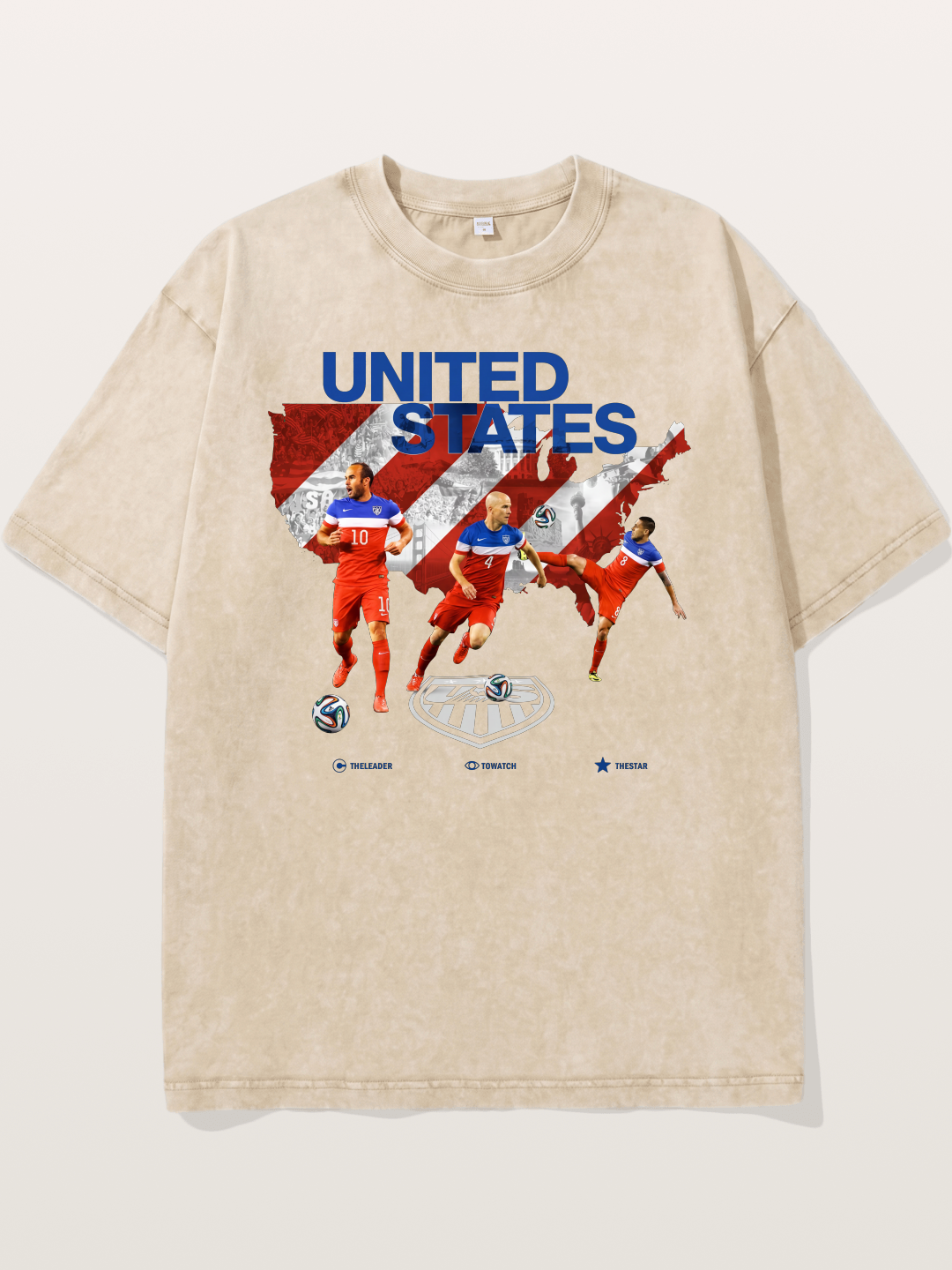 USA Soccer Stars On Map Outline Washed T-shirt