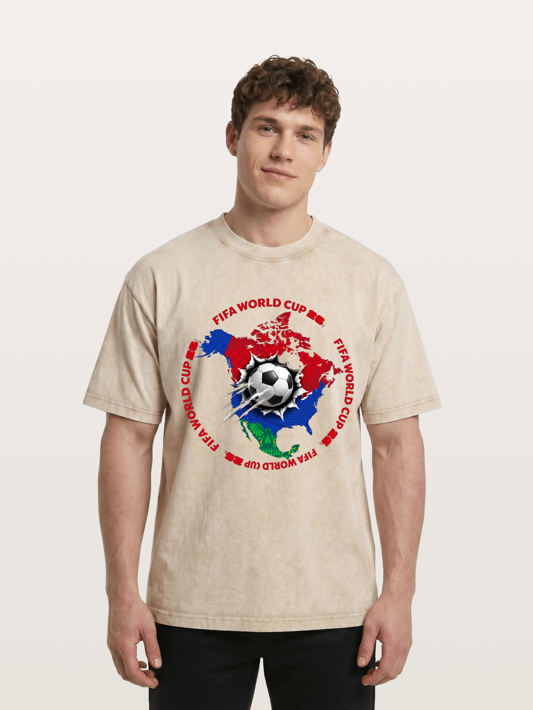 Soccer Ball Americas Burst Design Washed T-shirt