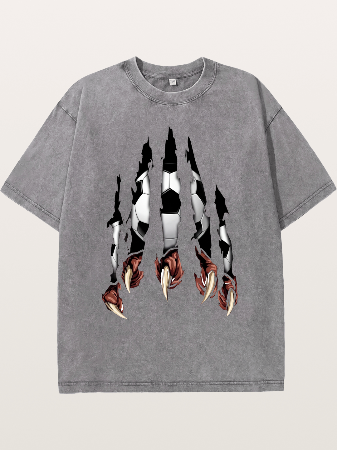 Claw Tear Soccer Reveal Print Washed T-shirt