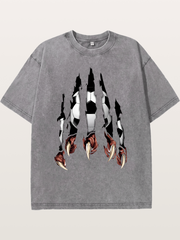 Claw Tear Soccer Reveal Print Washed T-shirt