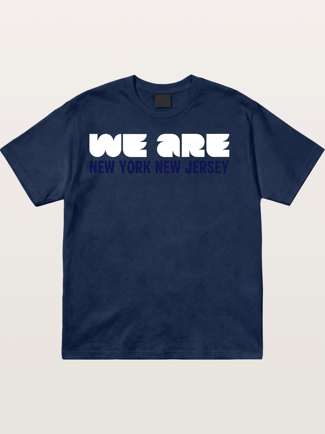 New York New Jersey Navy Typo Cotton T-shirt