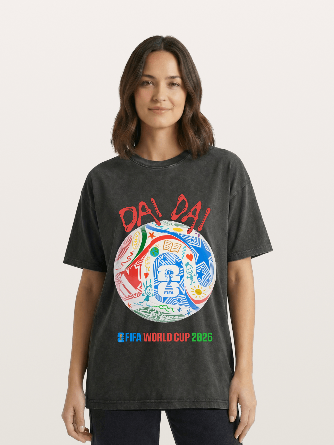 FIFA World Cup 2026 Doodle Soccer Ball Washed T-shirt