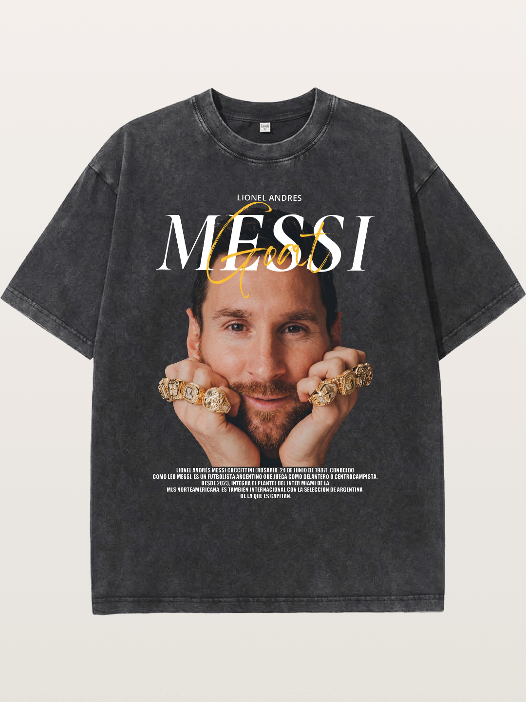 Messi GOAT Champion Rings Washed T-shirt