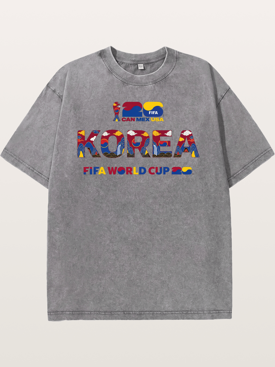 Korea 2026 Folk Ornament Design Washed T-shirt