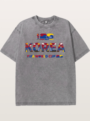 Korea 2026 Folk Ornament Design Washed T-shirt