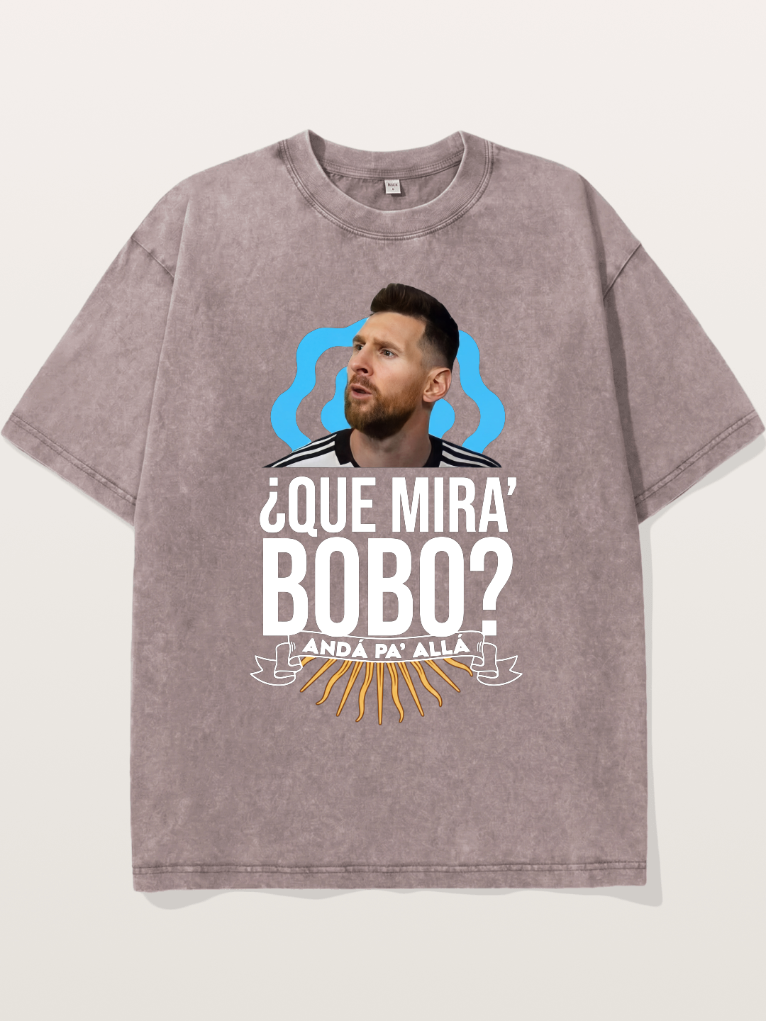 Messi Argentina Sun Design Washed T-shirt