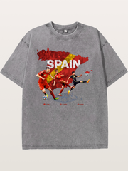 Spain National Team Players Collage Washed T-shirt
