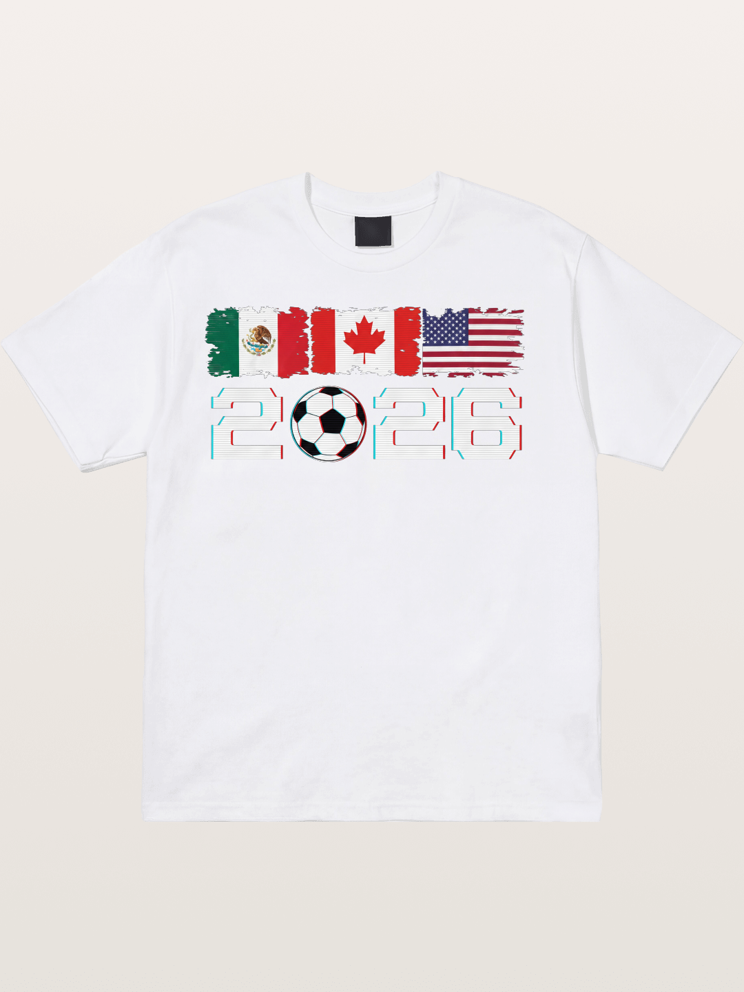 2026 WC USA Mexico Canada Flags Cotton T-shirt