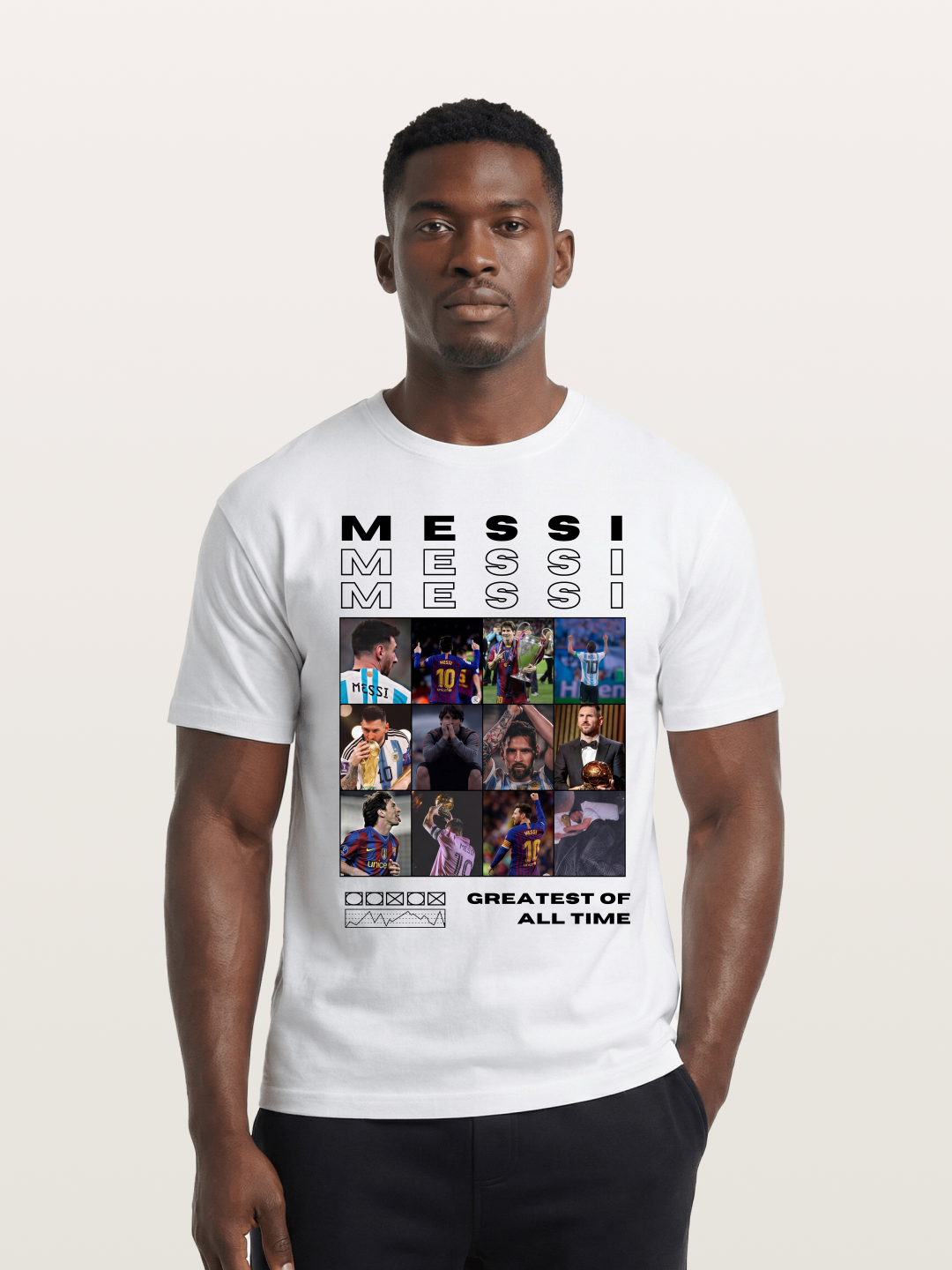 Messi Greatest of All Time Montage Cotton T-shirt