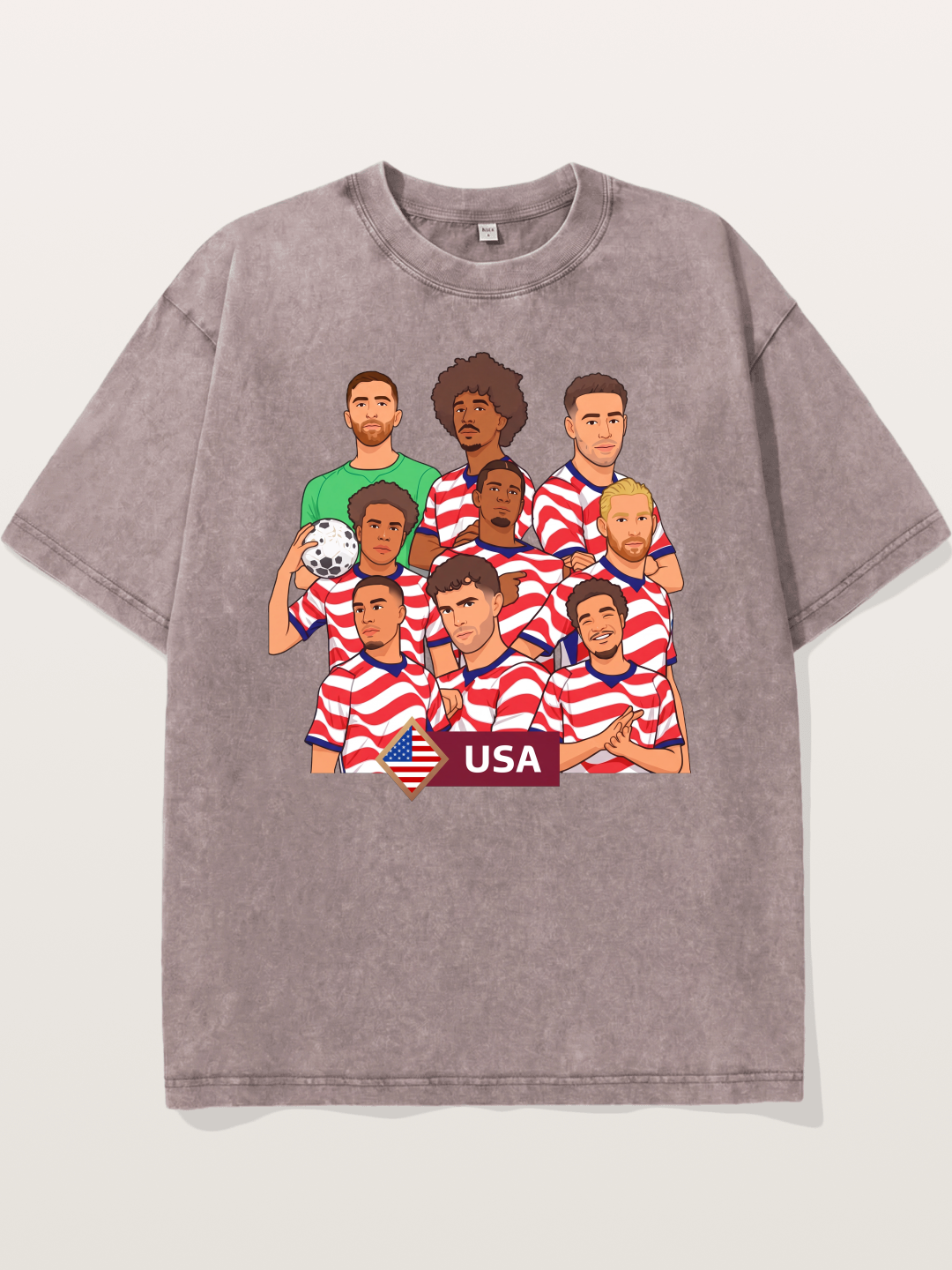USMNT Cartoon Full Roster Gathering Washed T-shirt