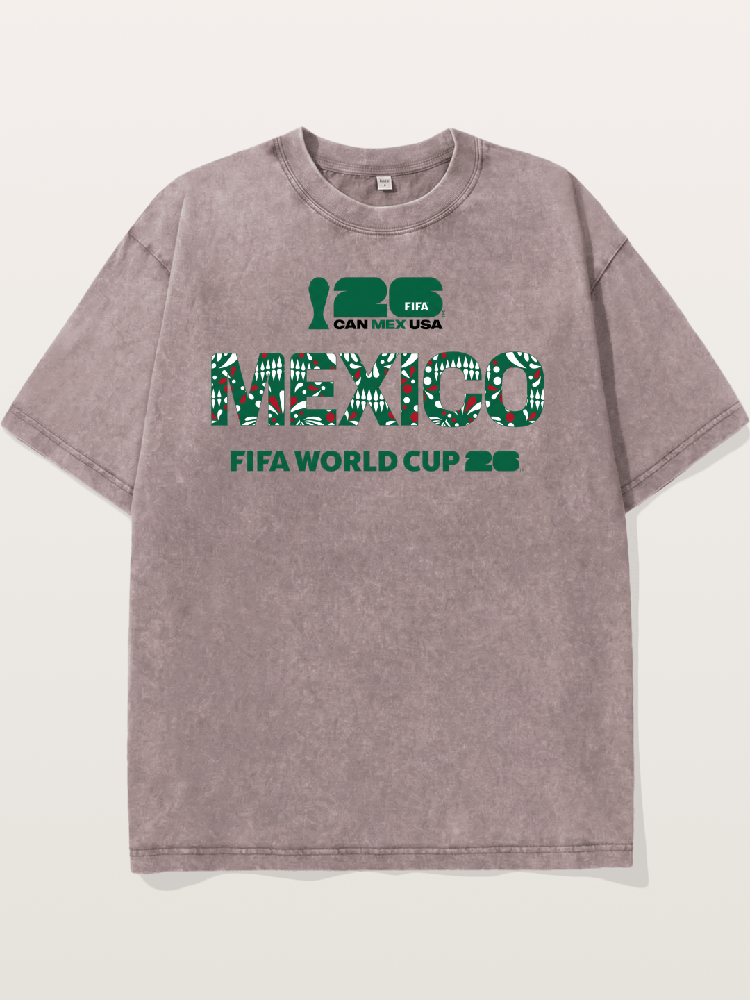 Mexico 2026 Pattern Typography Washed T-shirt