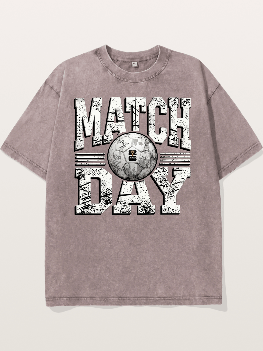 Match Day Grunge Soccer Print Washed T-shirt