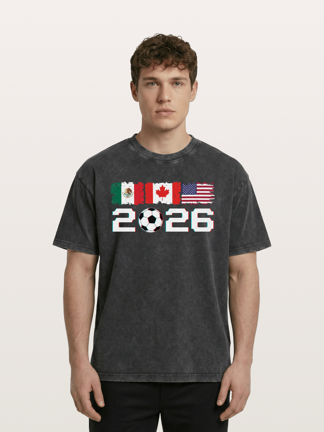 2026 WC USA Mexico Canada Flags Washed T-shirt