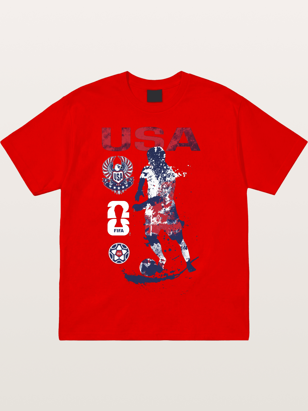 USA WC 2026 Splatter Soccer Player Cotton T-shirt
